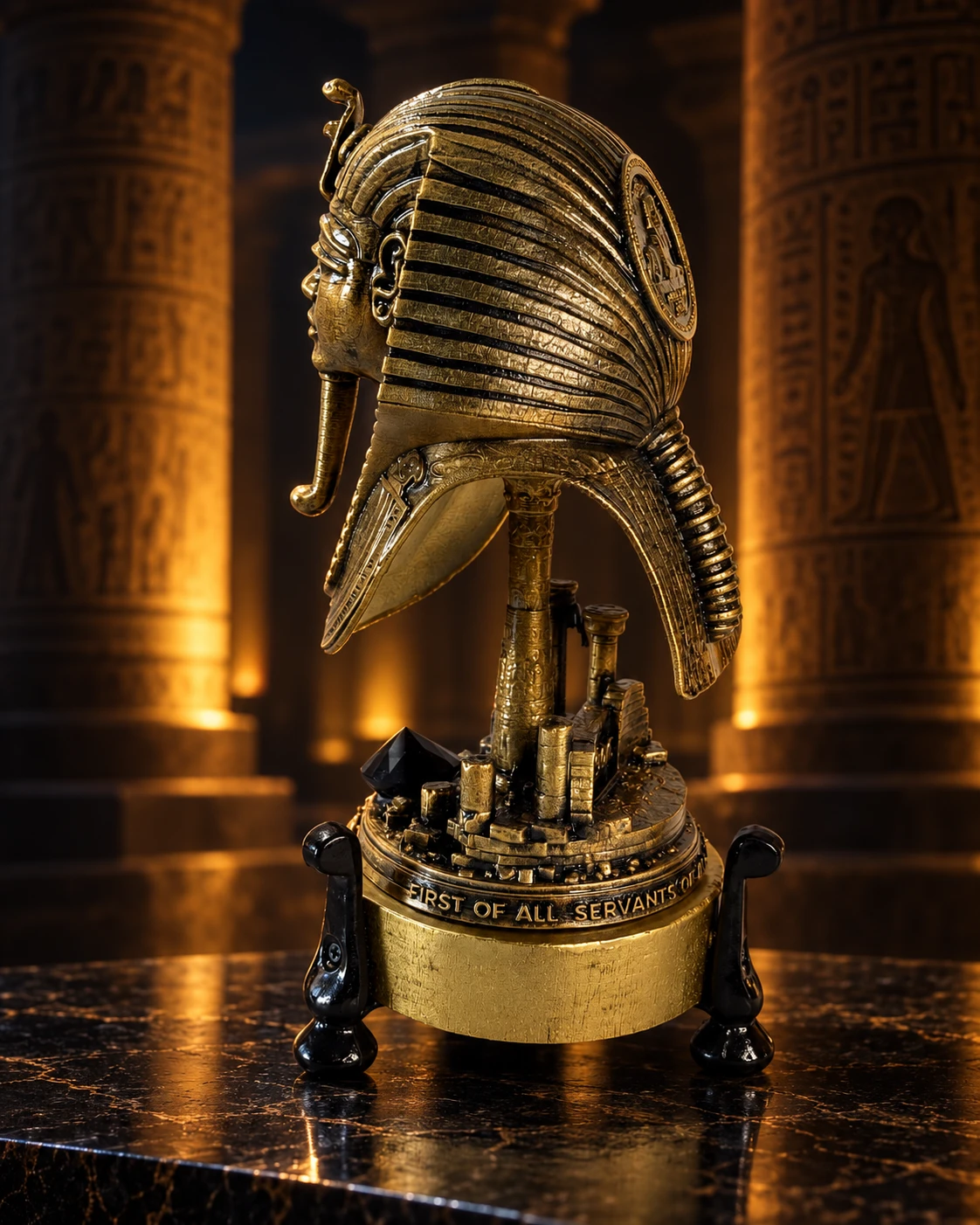 The inscription: A message of service, carried around the pedestal.